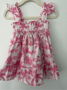 Janie and Jack pink tropical smocked dress size 6-12m